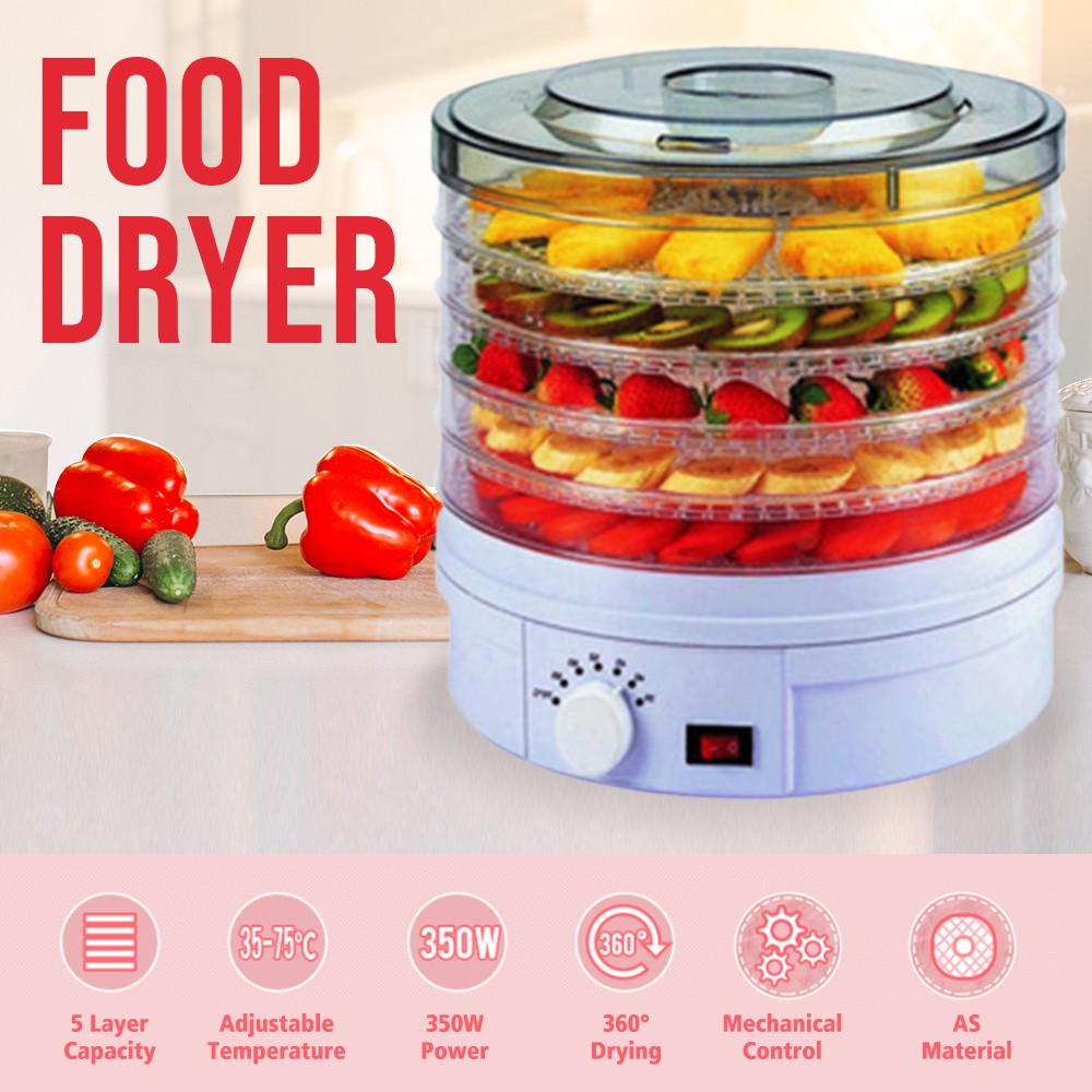 Ready Stock Food Dehydrator Fruit Vegetable Herb Meat Dryer Snacks Food Dryer With 5 Layer Trays