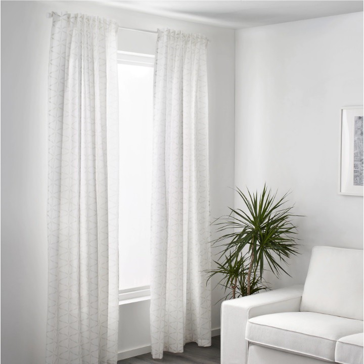 New Ikea Matilda Sheer Curtains White Cotton 1 Pair 140x250 Cm 100
