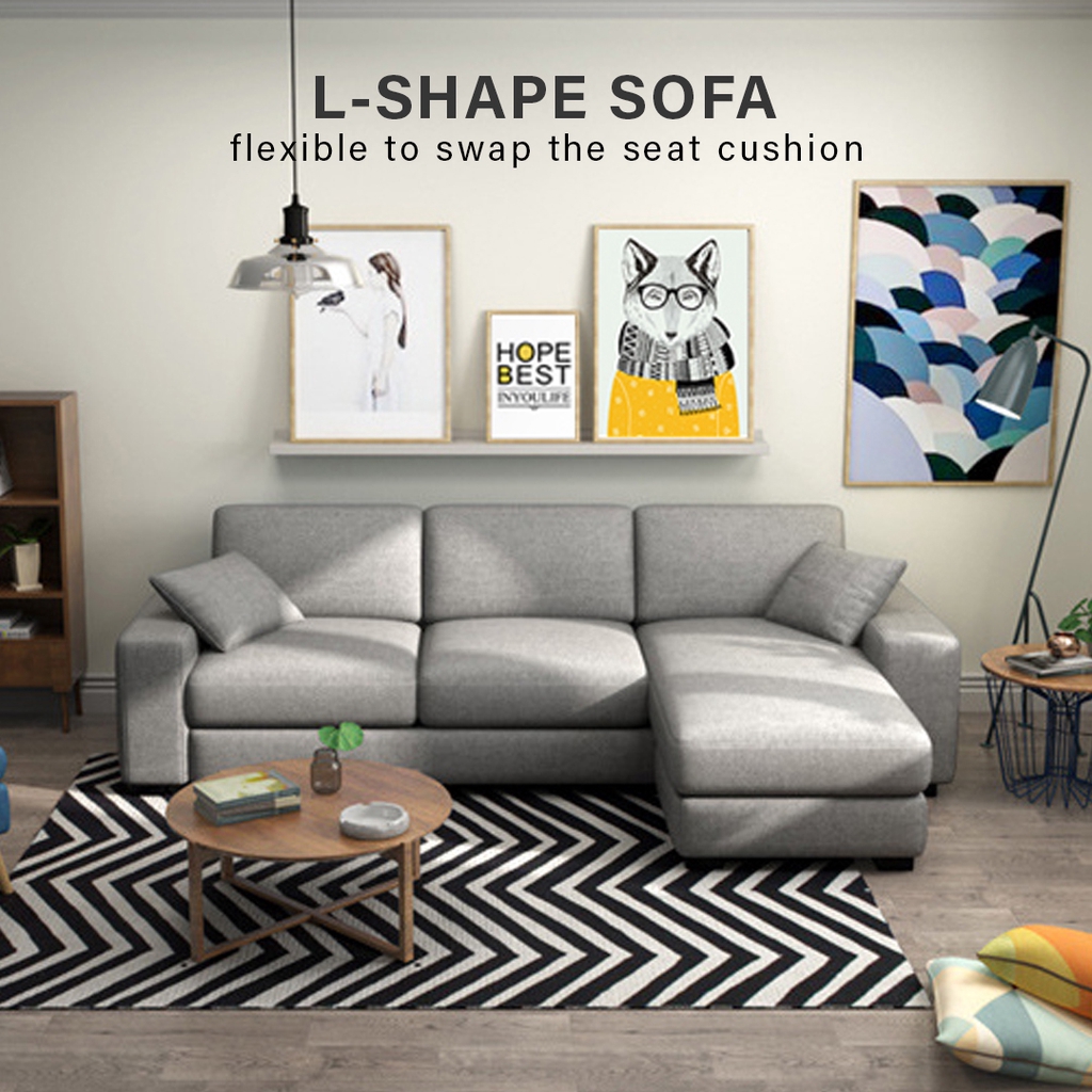 FINSSO: Lauren 868 L-Shape Sofa FREE stool and 2 small pillow [FREE INSTALLATION]