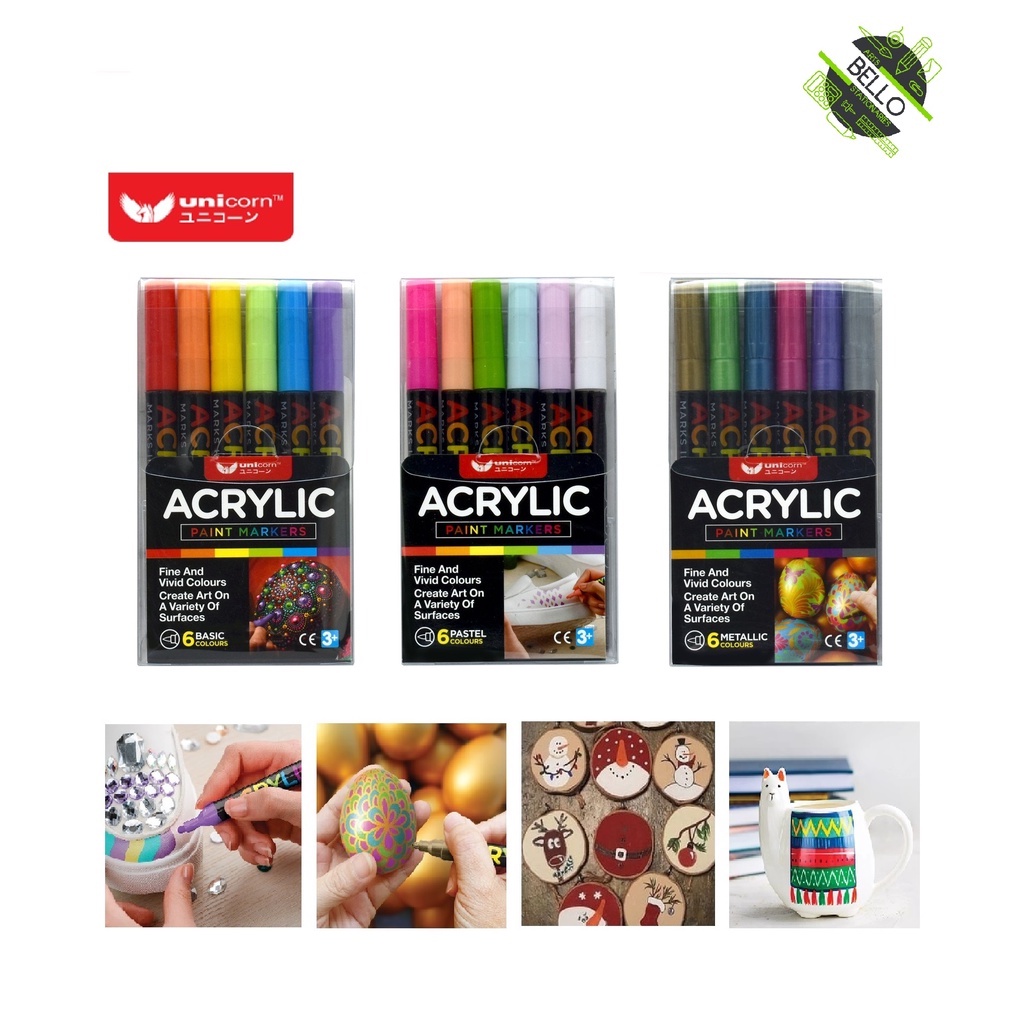 Unicorn Acrylic Paint Marker Basic / Pastel Colour / Metallic Colour ...