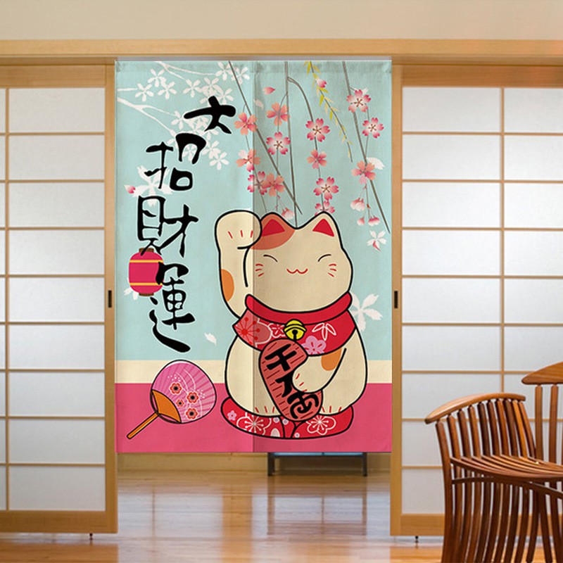 Hot Lucky Cat Japanese Noren Doorway Curtain 85 X120cm Decision