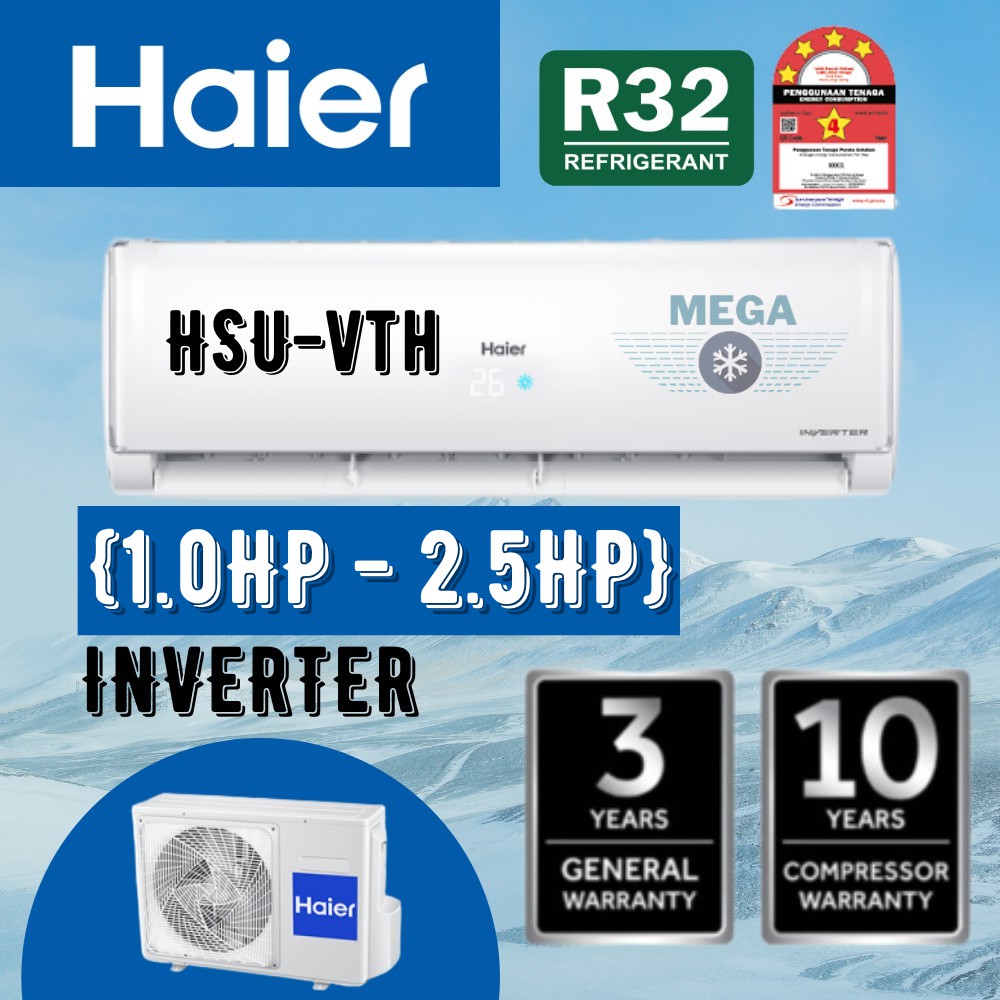 Haier Aircond Inverter R32 1.0HP 2.5HP (HSUVTH Series) Shopee Malaysia