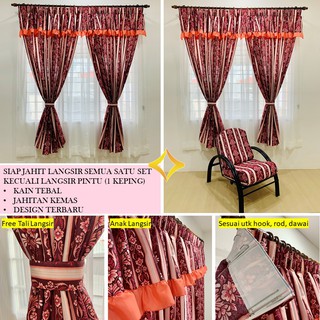 Langsir Siap Jahit Free Tali Pengikat Ready Made Curtain ...