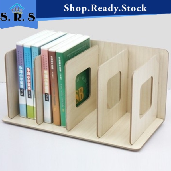 SRS_Wooden Desktop Book Rack DIY Wooden Table Book Rack Wooden Book Shelf Rak Shopee Malaysia