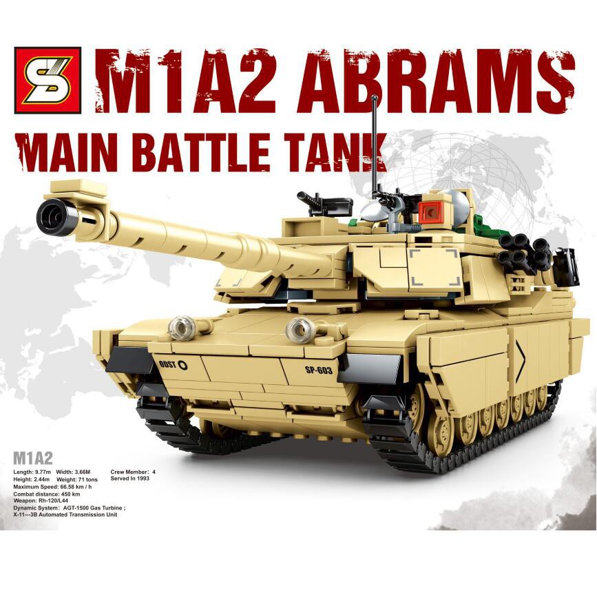 Sluban B0790 Model Bricks Military Army Main Battle Tank DIY Building Blocks Toy 