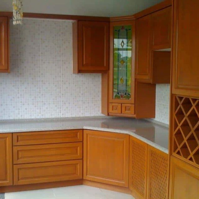 Solid Wood Nyatoh Kitchen Cabinet