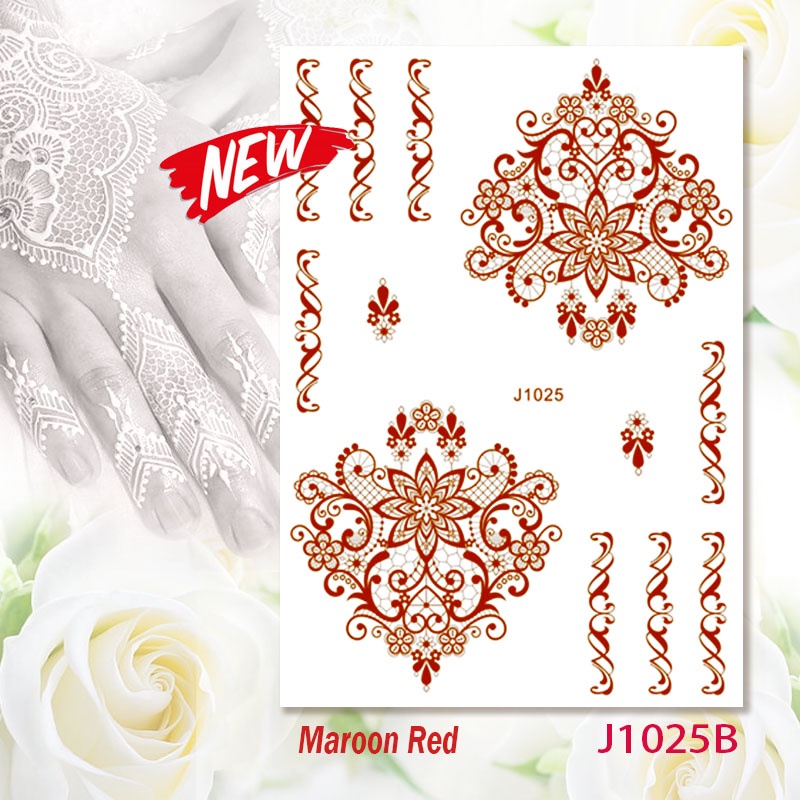 Sticker Inai/Henna/Tattoo/Spray/Aesthetic Pengantin Design Hand Beauty ...