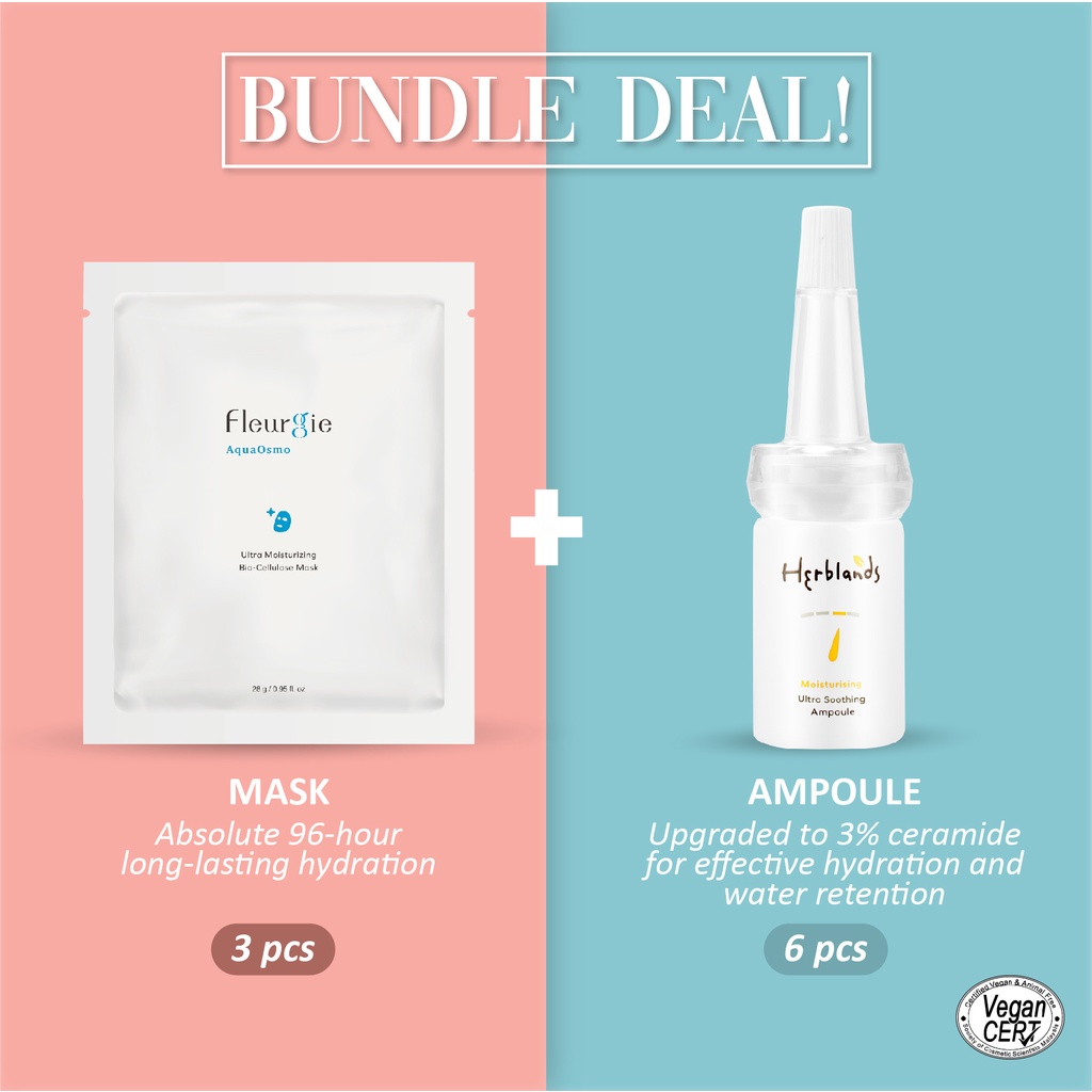 Fleurgie Ultra Moisturizing Bio-Cellulose Mask + Herblands Moisturising Ultra Soothing Ampoule