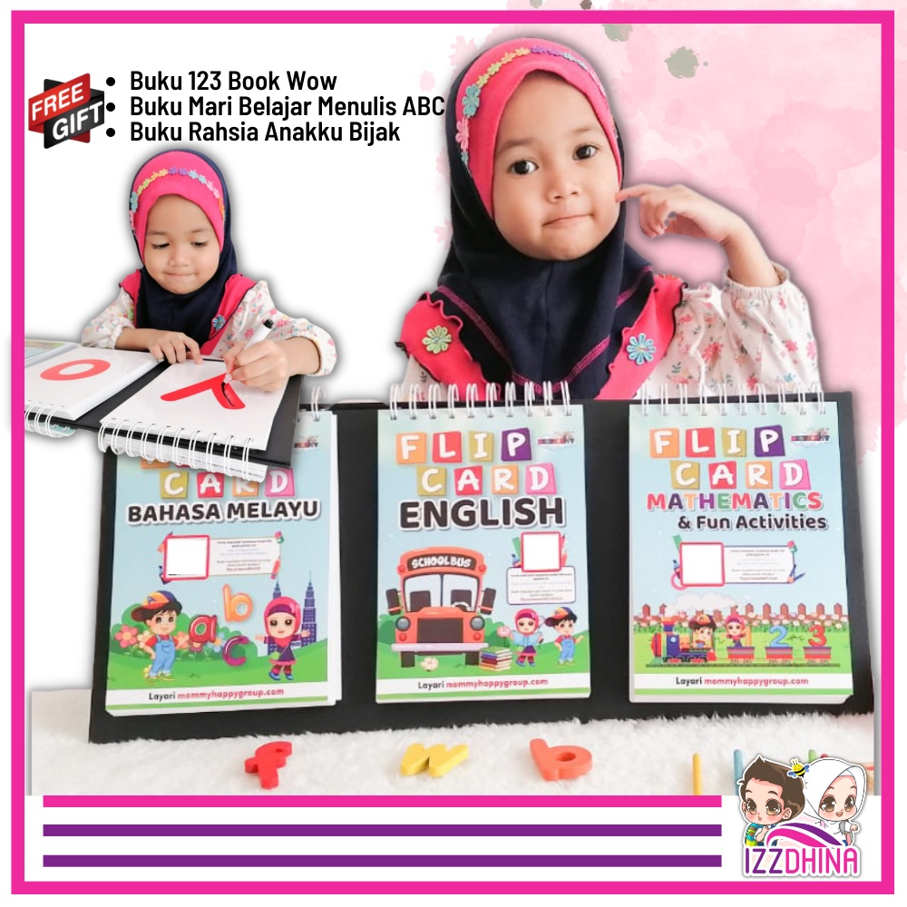 Flip Card Wow Bahasa Melayu English Matematik Educational Flash Cards