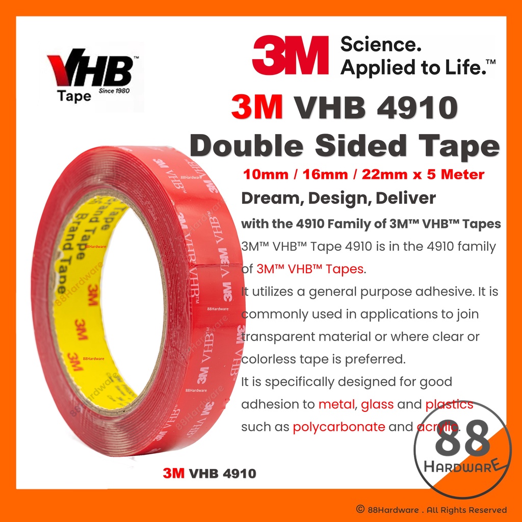 3m Vhb 4910 Acrylic Double Sided Tape 3m Double Sided Tape Sided Tape Stationery Double Tape 3m Tape Car Shopee Malaysia