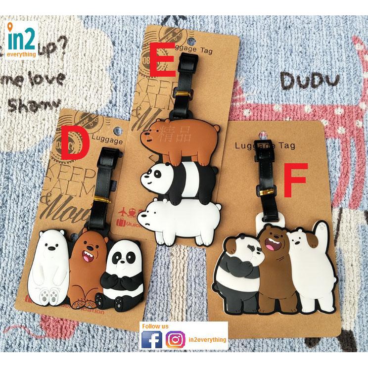Miniso We Bare Bears Luggage Tag Travel Suitcase ID Tag Strap Panda Polar Bear Grizzly Bear