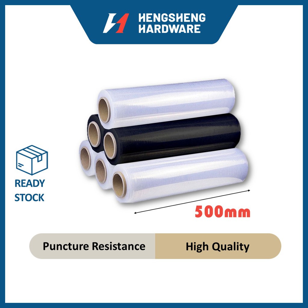 Stretch Film 500mm x 2.0kg x Core 0.2kg x 23micron Clear / Black