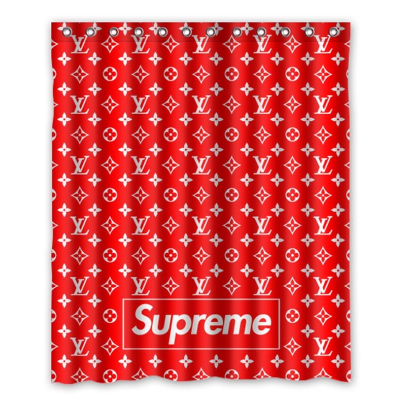 New Rare Supreme Red Pattern Custom, Supreme Louis Vuitton Shower Curtain