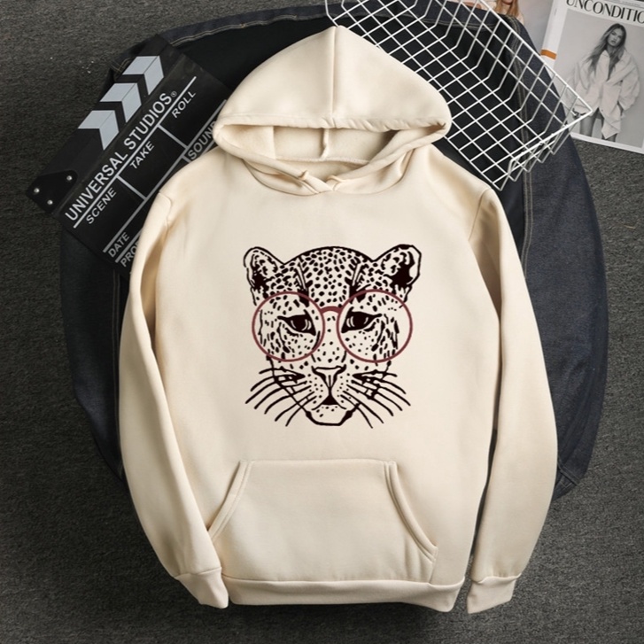 New Arrival Long Sleeve Hooded Tik Tok Merch Lovely Leopard Cartoon Womens Hoodie Pockets Soft Sweatshirt