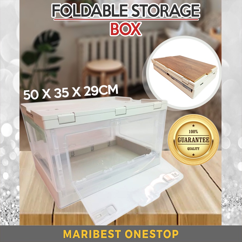 Folding Porable Plastic Stackable Organizer with Handle Transparent Toys Cloth Box Removable Storage kotak simpanan 储物盒