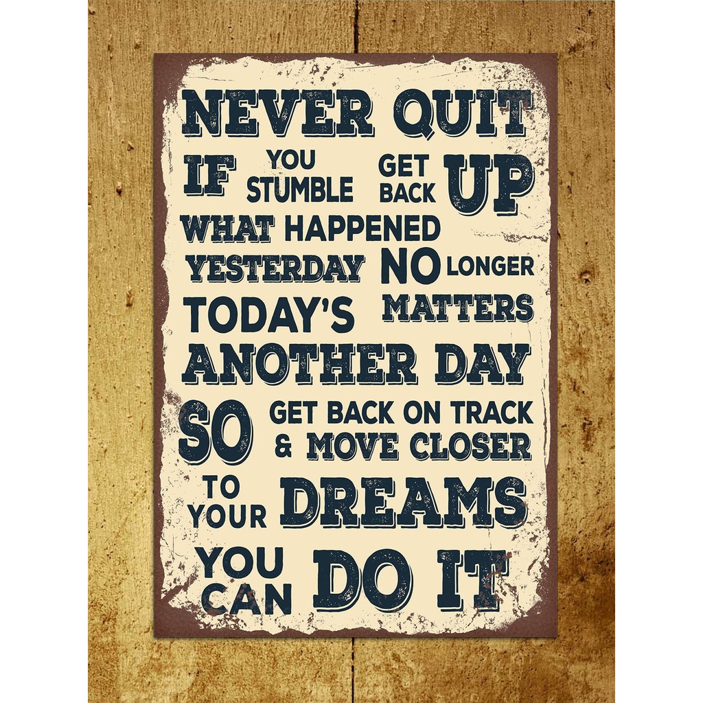 Vintage rustic Inspirational motivational 20cm Sq metal wall sign gift office