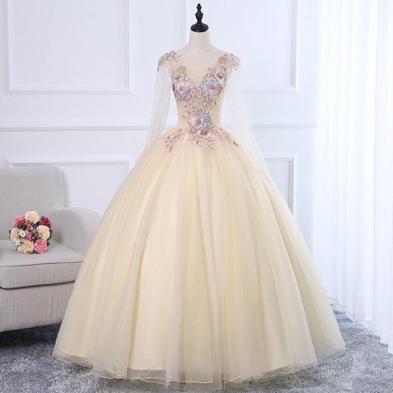 cream ball gown