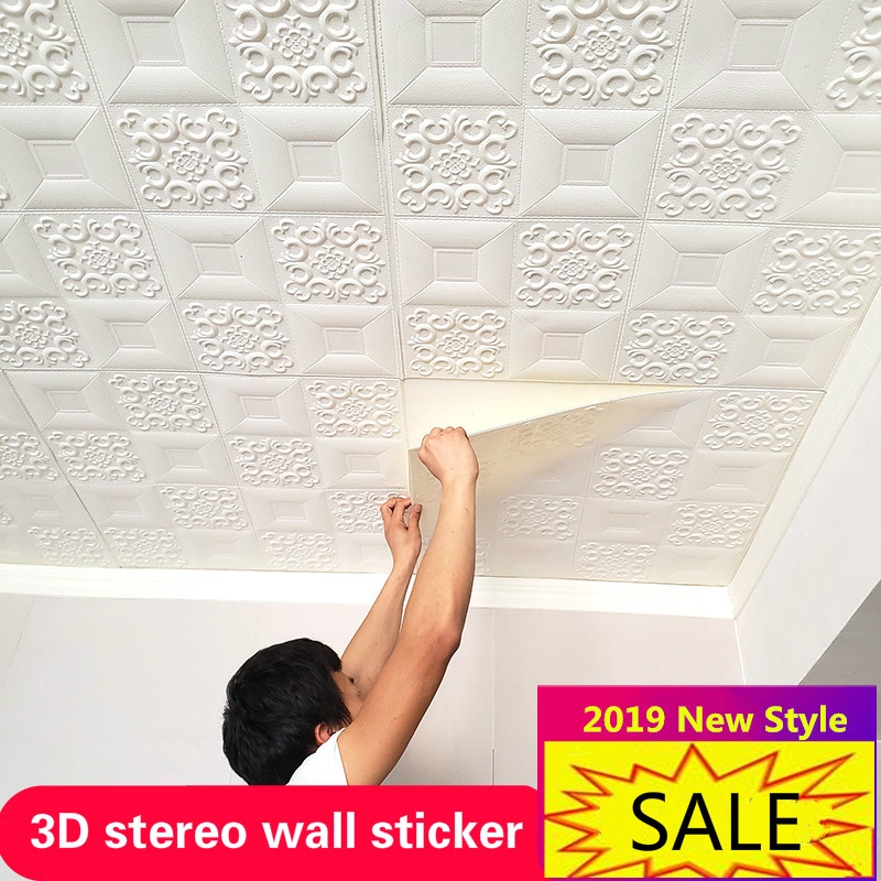 Home】Roof decoration 3d wallpaper wall sticker ceiling living room bedroom  roof wall papers self-adhesive | Shopee Malaysia