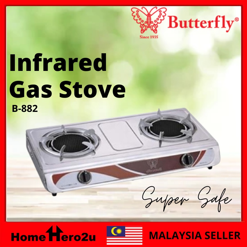 Butterfly Infrared Double Gas Stove Model B 882 Dapur Gas Butterfly Model B 882 Butterfly 882 B822 Homehero2u