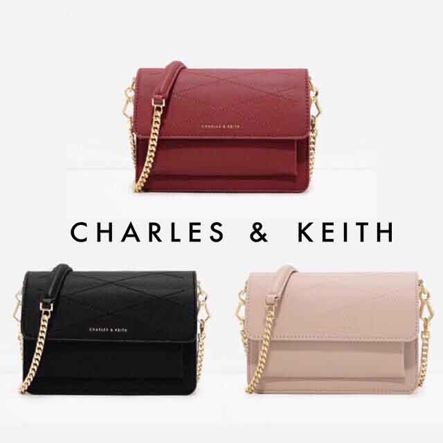 charles and keith red sling bag