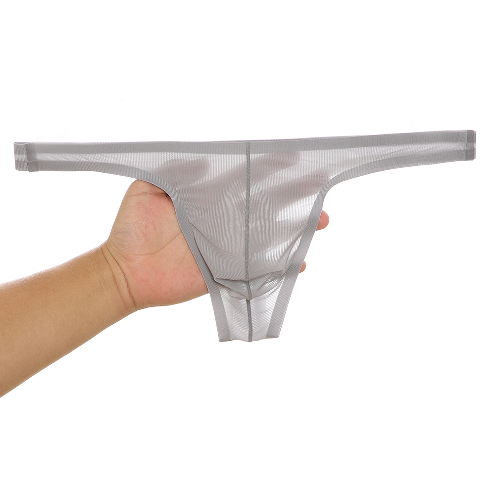 Men's Thongs Ice Silk Bikini Underwear G-String Quick-Drying Comfortable T-Back