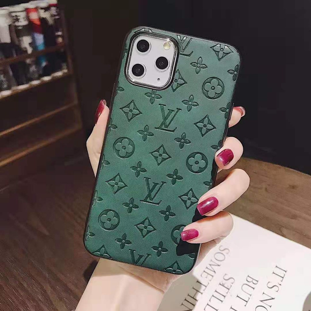 Iphone 11 Pro Max X Xs Xr Max Se Midnight Green Embossing Cover Lv Leather Phone Case Shopee Malaysia