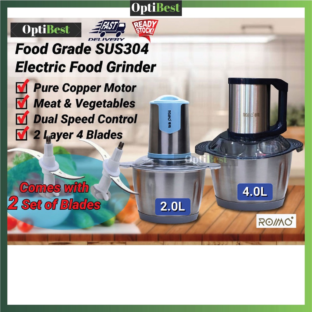 OPTIBEST  2 Litres SUS304 Electrical Multifunctional Blender Mix Food Meat Mincer Grinder Mesin Pengisar Daging