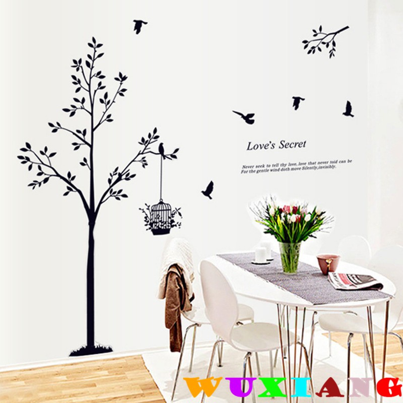 Wuxiang Pelekat Hiasan Dinding Pokok Berbentuk Sangkar Burung