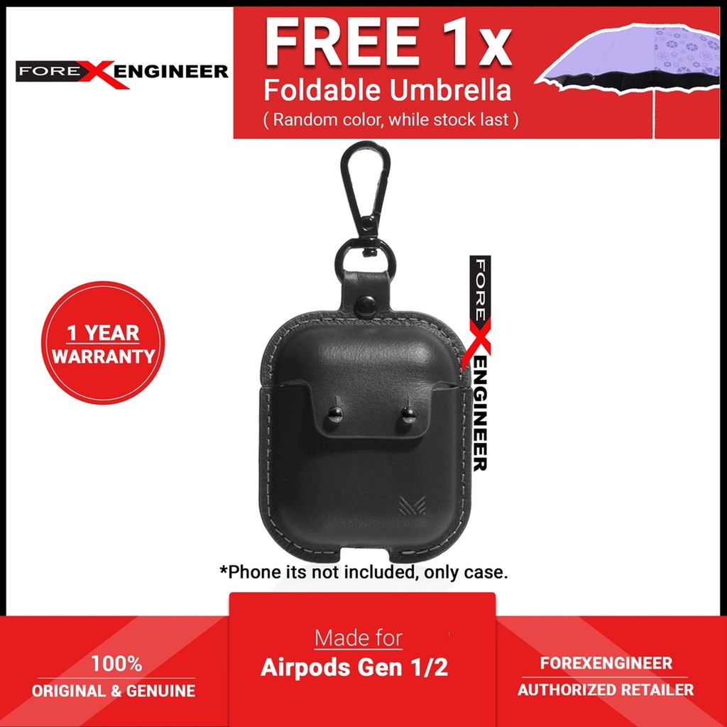 Monocozzi Handcrafted Equisite Genuine Leather Case for Airpods Gen 1 / 2 - Black (Barcode: 4895199105881)