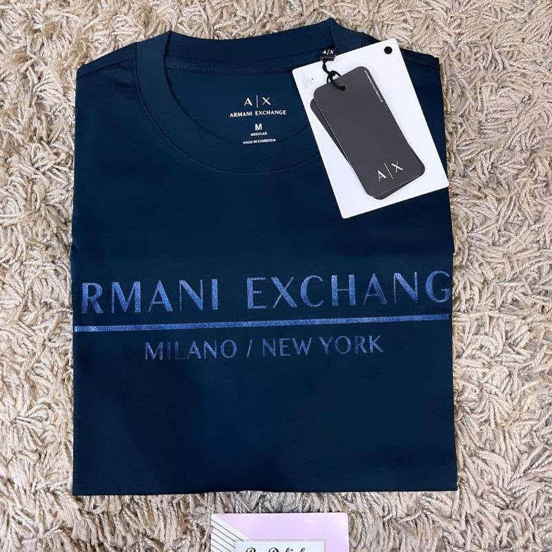 Armani Exchange Men T-shirt Milano New York Dark Blue | Shopee Malaysia