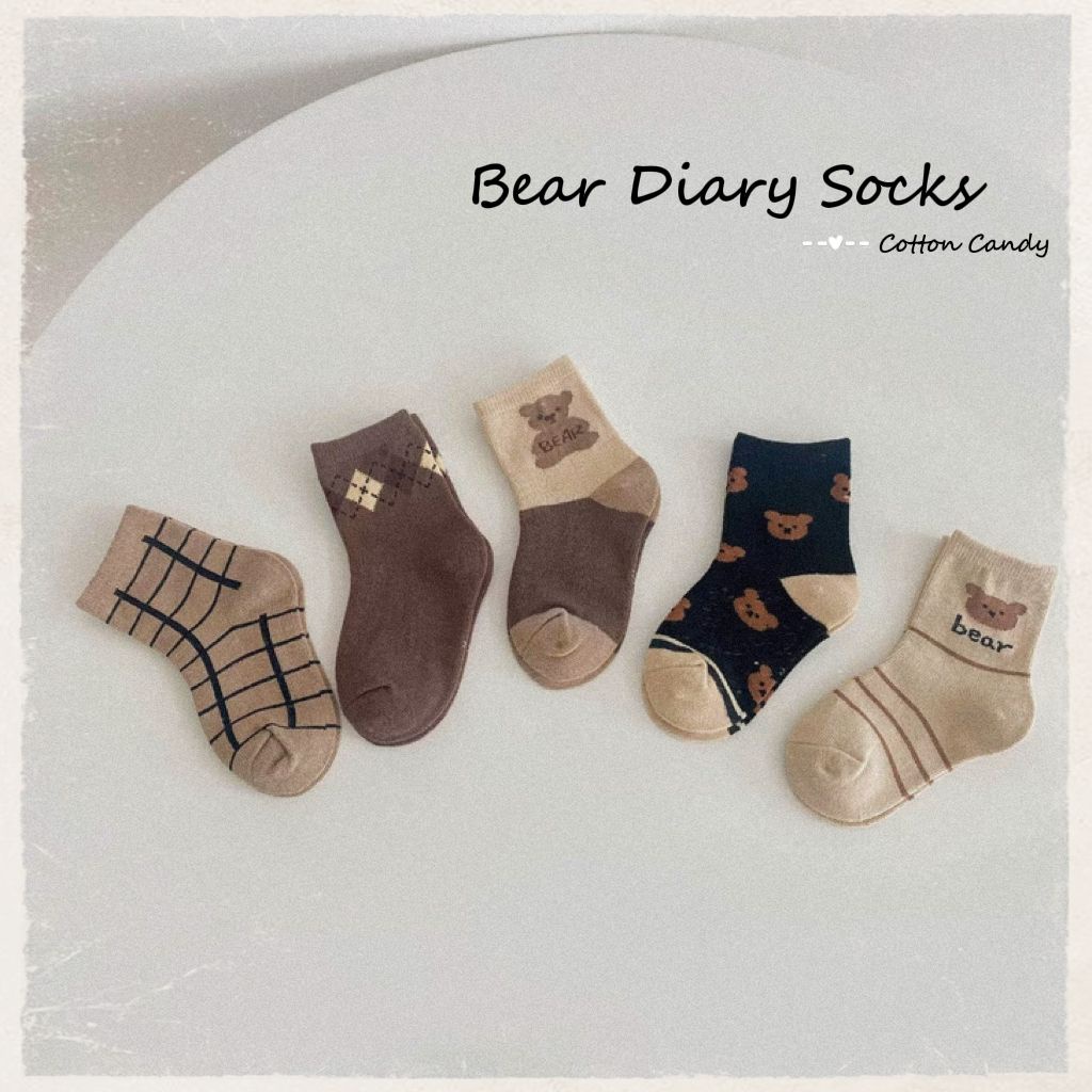 5 Pairs Korean Bear Dairy Baby Kids Children Socks Lovely Cute Socks