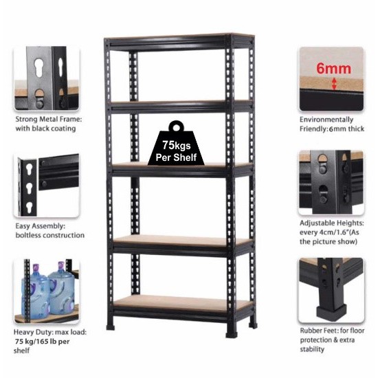 5 shelf metal storage rack