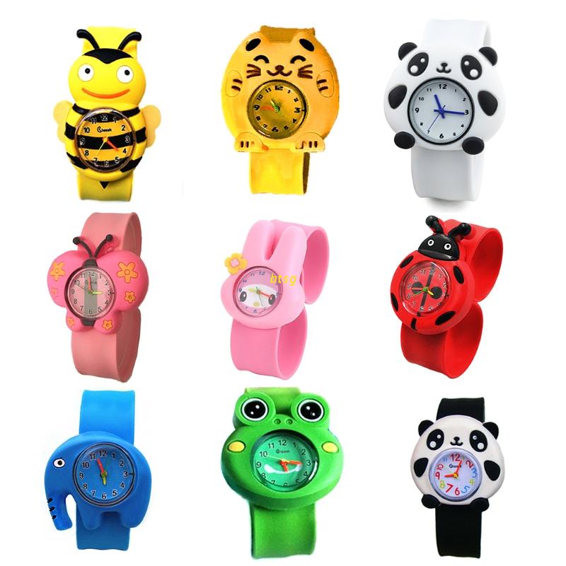 btsg Children Cartoon Watches Cute Butterfly/Bee/Elephant/Frog Kids Wrist Watch Indicating Quartz Electronic Wristwatch