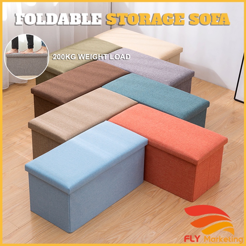 Storage Stool Fabric Folding Foldable Chair Storage Box Sofa Footrest Foot Stool Seat Rest Chair Seat 折叠凳子收纳凳