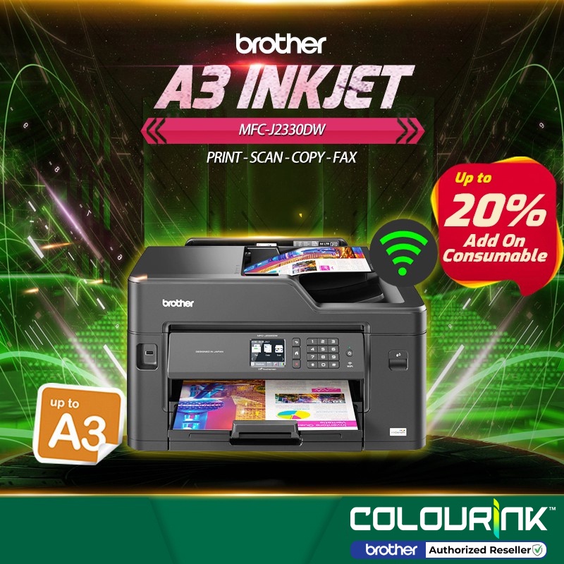 Brother MFC-J2330DW Colour Inkjet Printer A3 Print A4 Scan Copy Fax ADF Wifi Auto Duplex similar L14150 IX6770 7790