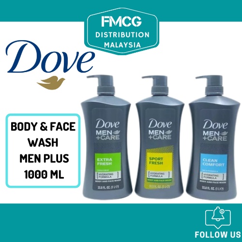 [ FMCG ] DOVE Men + Plus Body Wash Face Shower Gel 1000 ML / 2 in 1