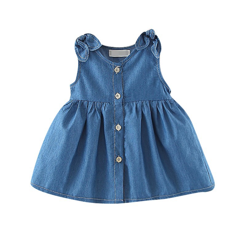 Irregular Imitation Denim Dresses 6M-4Y Koojawind Soild Infant Short Sleeve Summer Princess Dress Clothes for Newborn Baby Kids Girls 