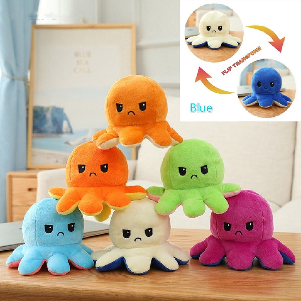 Cute Octopus Plush Toys Double-sided Flip Octopus Soft Reversible ...