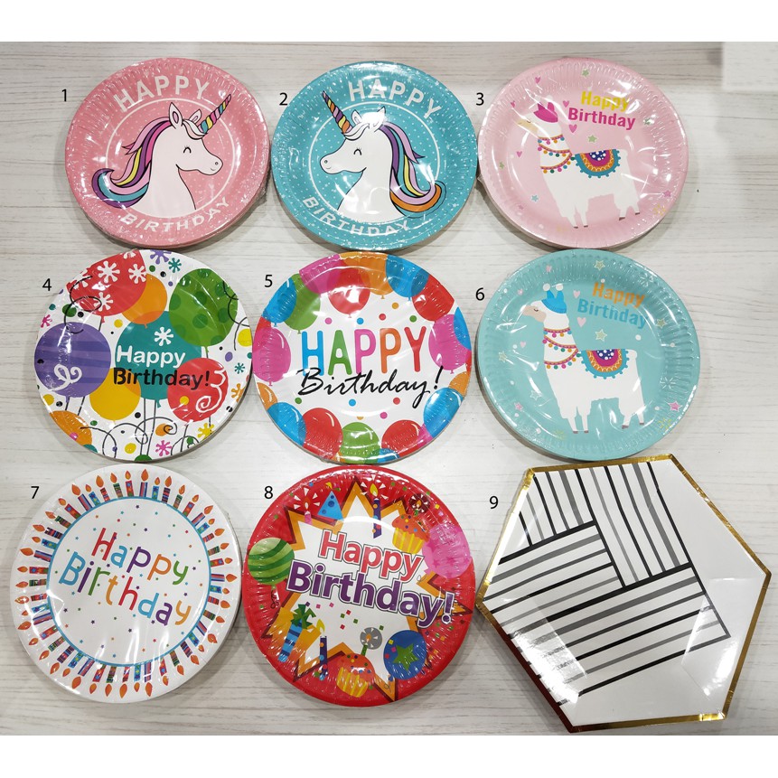 Latest design kids birthday party disposable paper plates 9" (Unicorn/Llama)