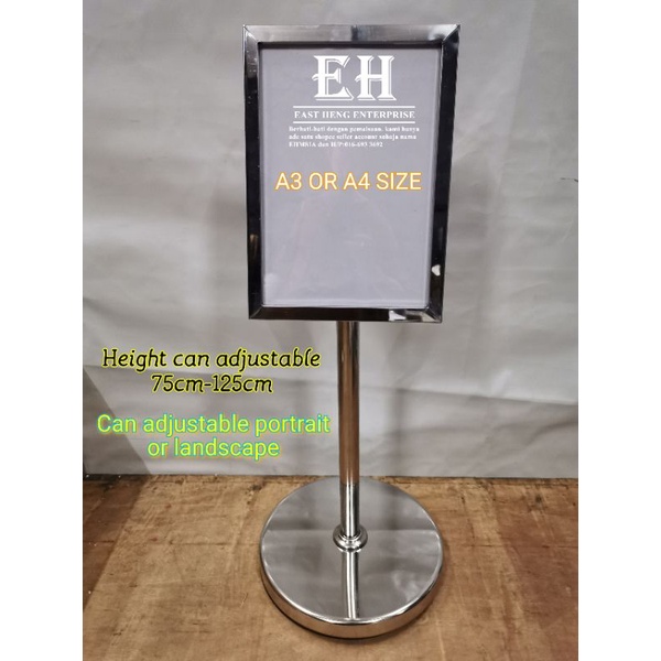 Heavy Duty Adjustable Signboard Stand A3/A4 Queue Stand Q Pole sign