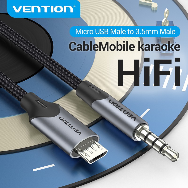 Vention Live Streaming Cable Micro USB to 3.5mm Sound Card Singing Bar Recording Cable Microphone Cable for Karaoke TikTok