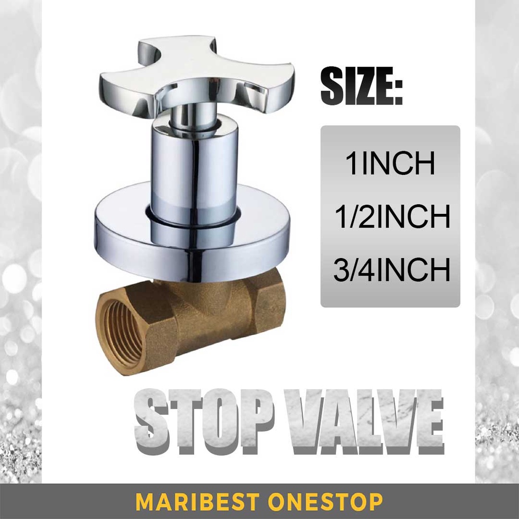 Build in Stop Valve Stopcock with Adjustable Wall Flange 1" 1/2" 3/4