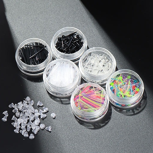 Colorful Anti-allergy Plastic Stud Earrings Ear Stick (contain box) + FREE STOPPERS