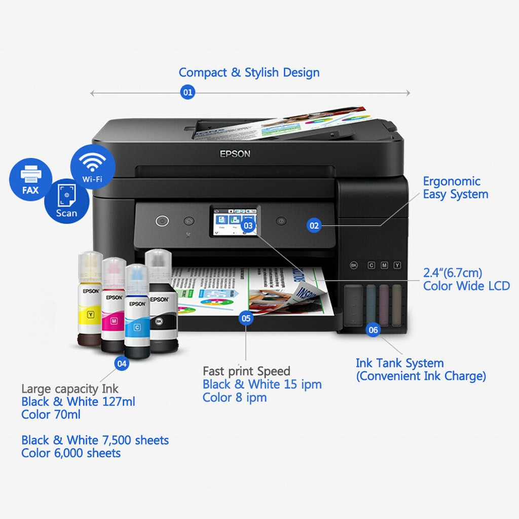 Epson L6190 Ecotank Refillable Printer Print Scan Copy Fax Duplex Ethernet Wi Fi Direct Lcd Touch Panel Borderless A4 Shopee Malaysia