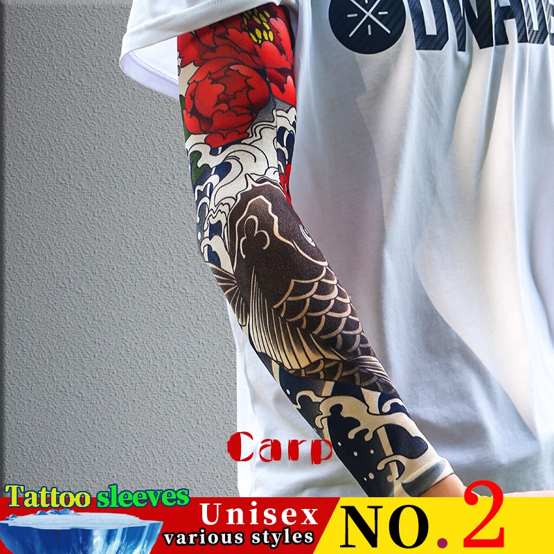 HEHE TAN UV Protection Arm Sleeves Asian Dragon and Peacock Feather Sun Protection Arm Long Sleeves Long Tattoo Cover Arm Sleeves 