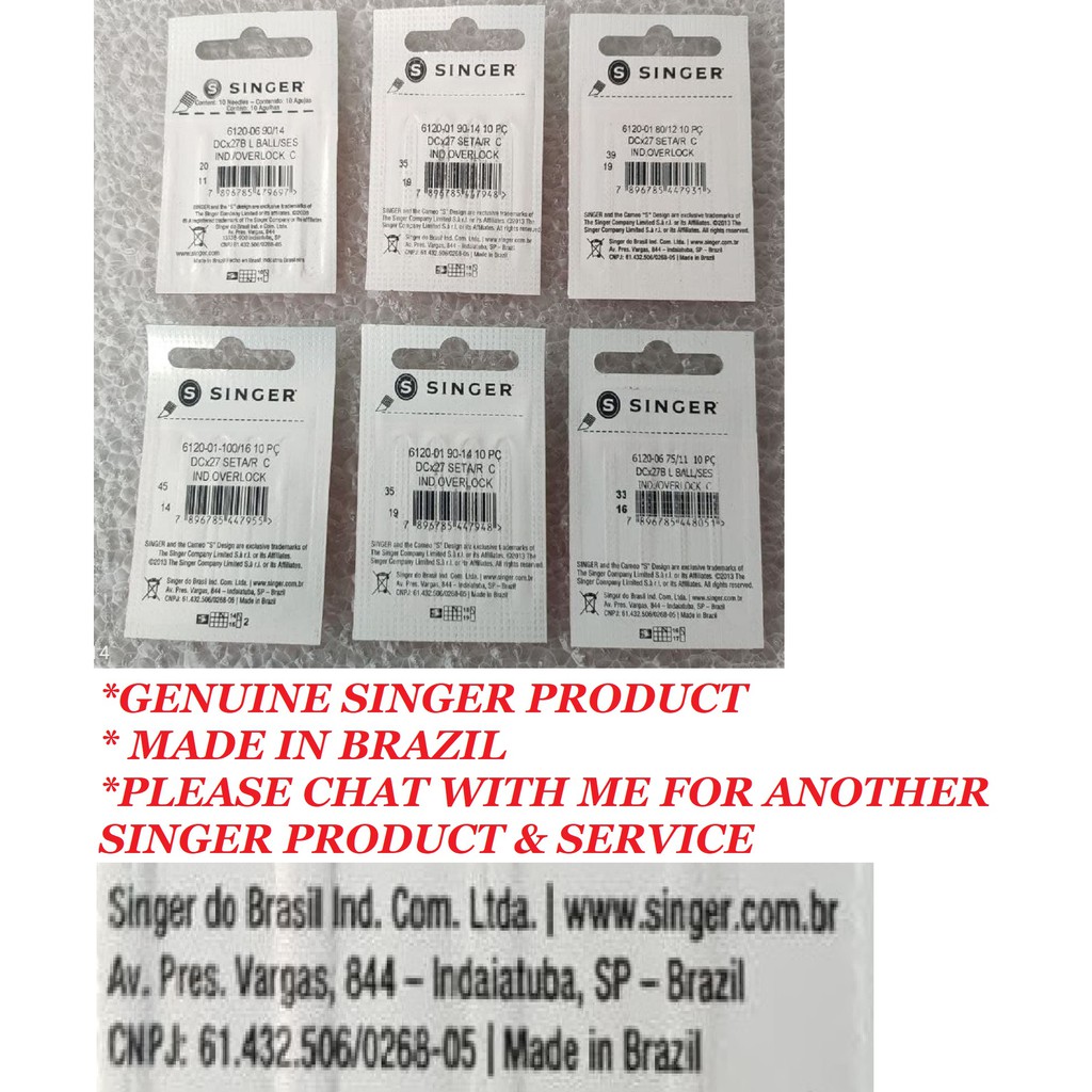 SINGER NEEDLE JARUM 6120 2053 TYPE SAIZ 11 12 14 16 MESIN JAHIT TEPI OVERLOCK EDGE SEWING