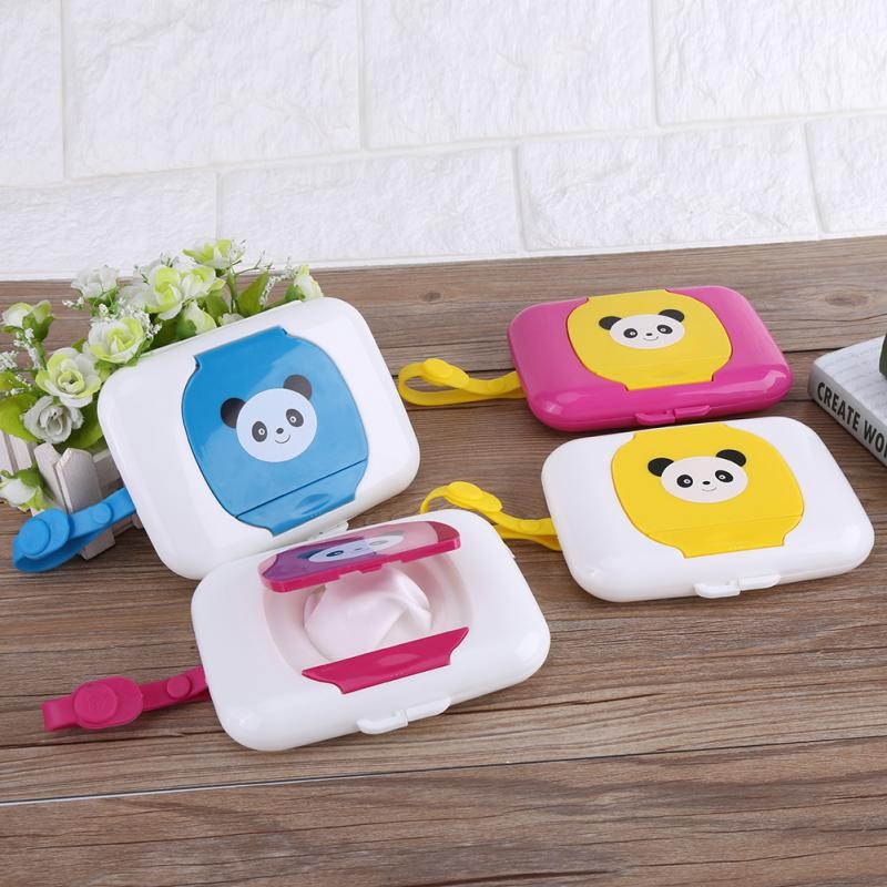 White + Rose Baby Outdoor Portable Wet Tissue Dispenser Case Infant Reusable Stroller Pram Wet Wipes Box Convenient Tissue Case for Travel