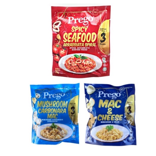 Prego Quick Cook Pasta 3 Minute Mushroom Carbonara Mac/Mac & Cheese /Spicy Arabbiata