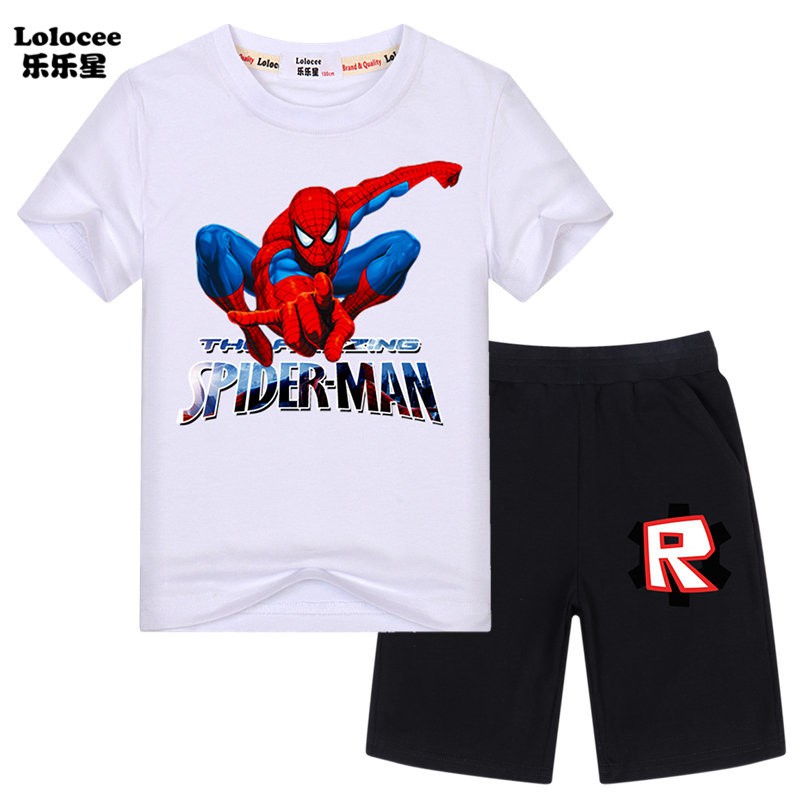 Boys Cartoon Tees Spiderman T Shirts Roblox Shorts Boys Sets Graphic Tees Sets Shopee Malaysia - spiderman clothes roblox t shirt designs