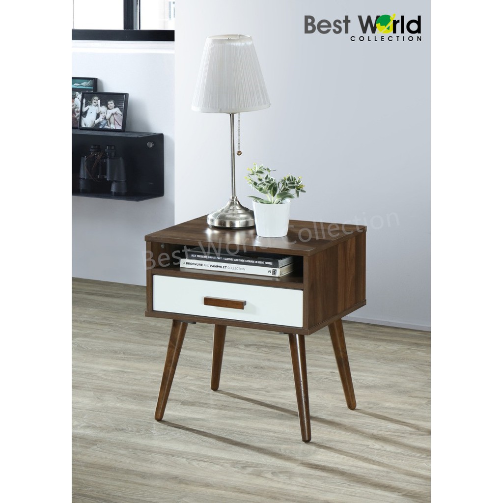 Best Retrosic Et 8002 High Leg Bed Side Table End Table Columbia Walnut White Shopee Malaysia